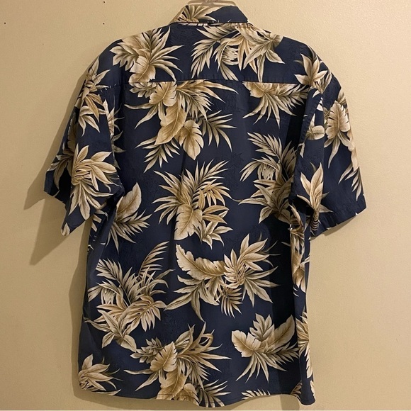 Vintage Hawaiian Shirt Mens Medium M Blue Floral All Over Print 90s Aloha Beach - Picture 6 of 12